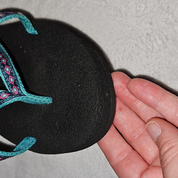 Teva Womens Olowahu Flip-Flop Black Teal Magenta Mush EVA Lightweight Vegan Sole - Picture 7 of 10